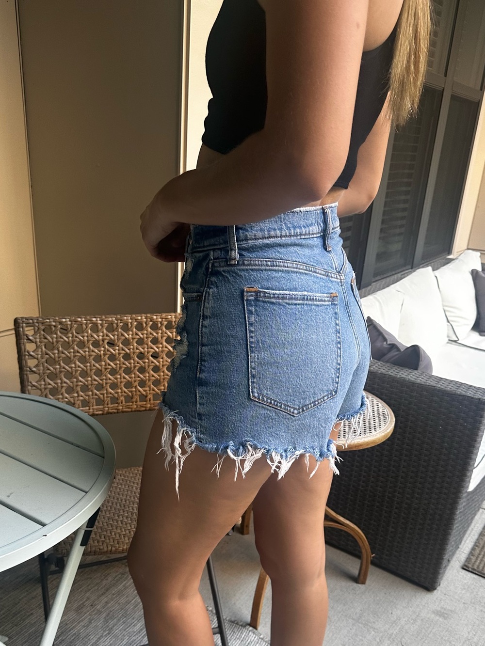 Abercrombie & Fitch Distressed Dark Blue Denim Cutoff Shorts